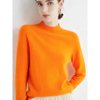 Seamless Half High Neck Loose Fitting Pullover With Bottom Sweater | Streetwear
