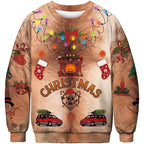 Funny 3D Printed Christmas Sweater for Men Long Sleeve