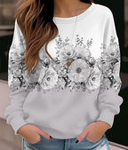 Floral Round Neck Long Sleeve Pullover Sweater | Streetwear