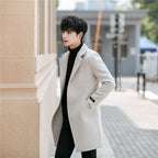 Mid-Length Korean Style Slim Cotton Wool Coat