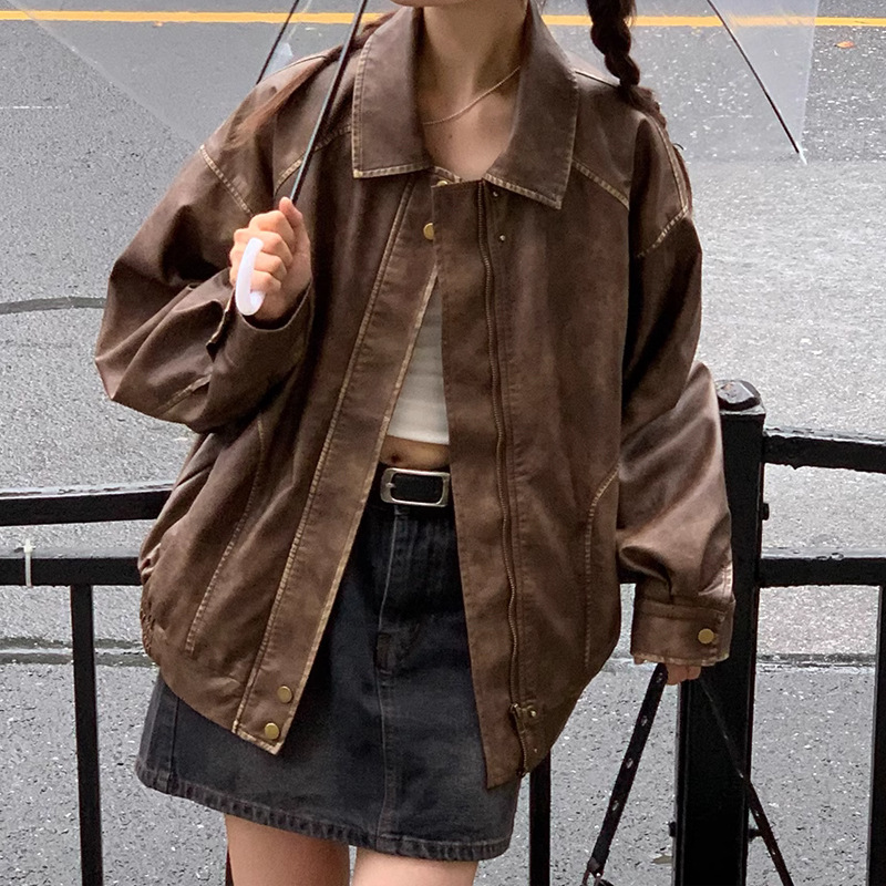 Vintage Brushed Leather Coat