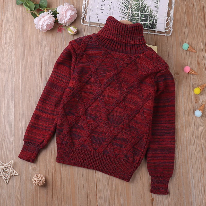 Checked Turtleneck Sweater with Long Sleeves
