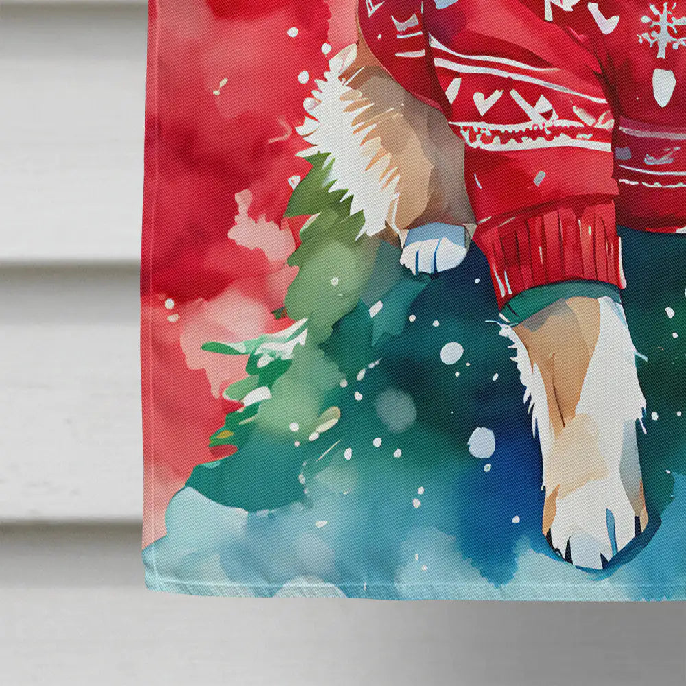 Pomeranian Christmas House Flag