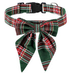 Christmas Plaid Dog Collar Bow Tie