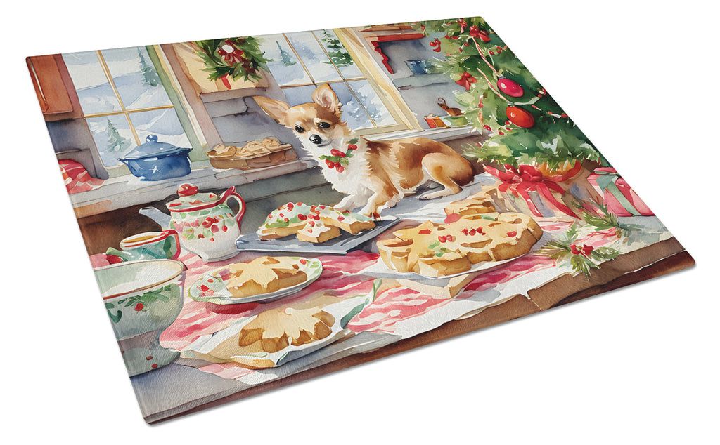 Chihuahua Christmas Cookies Glass Cutting Board