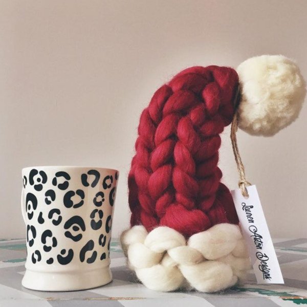 Super Thick Iceland Yarn Christmas Tree Hat Decoration | Embroidered Cap