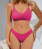 Sexy Lingerie Set with V-Neck Thong and Comfort Bra