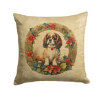English Toy Spaniel Christmas Flowers Throw Pillow