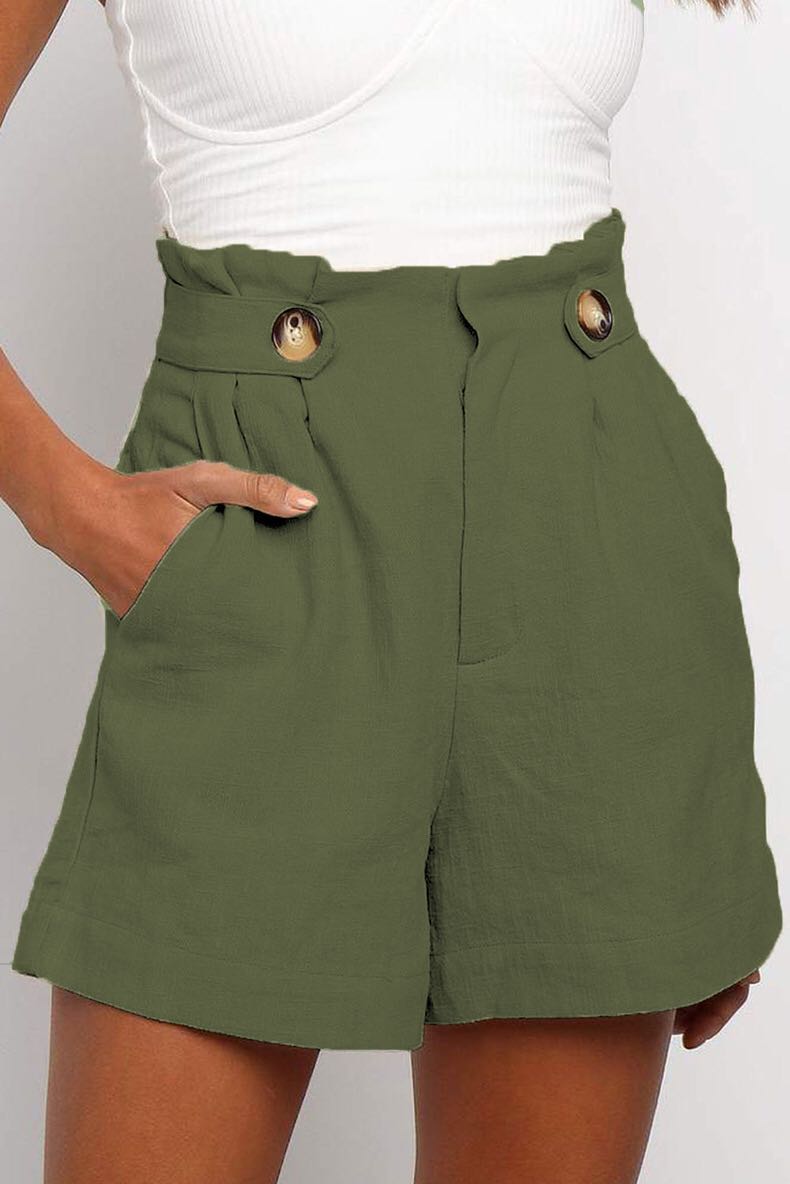 High-Waisted Pleated Loose Straight Leg Shorts for Women