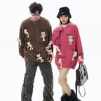 Men's Cartoon Little Bear Sweater with Fun Letters