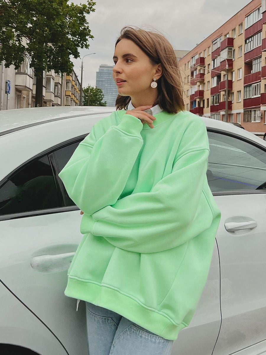 Solid Color Loose Sweater - European and American Style