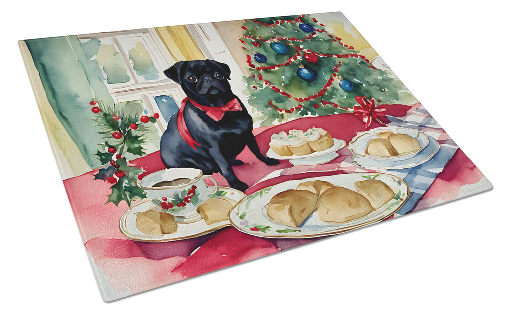 Pug Christmas Cookies Glass Cutting Board