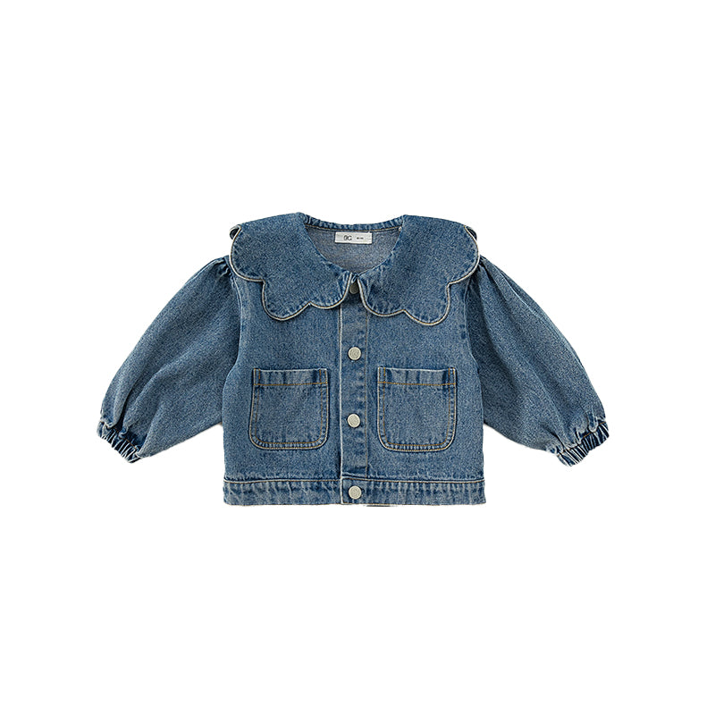 Girl's Denim Jacket with Western Doll Collar