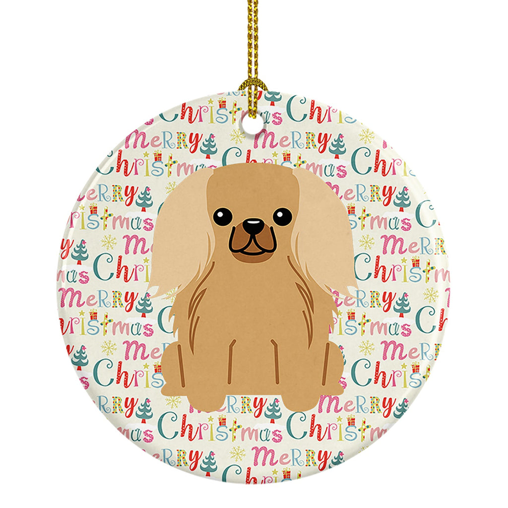 Merry Christmas Pekingese Fawn Sable Ceramic Ornament