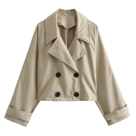 Elegant Windproof Women's Summer Jacket with Turn-down Collar (One Piece)