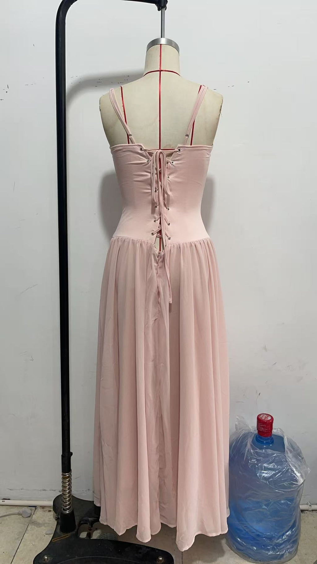 Mesh Spaghetti Strap Waist Dress