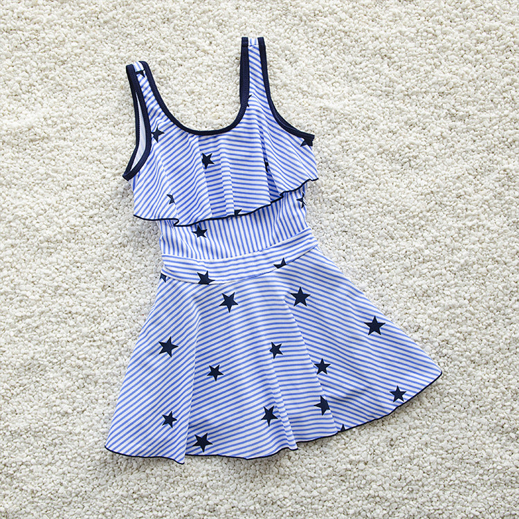 Girls' One-Piece Skirt Swimsuit for Middle School Students