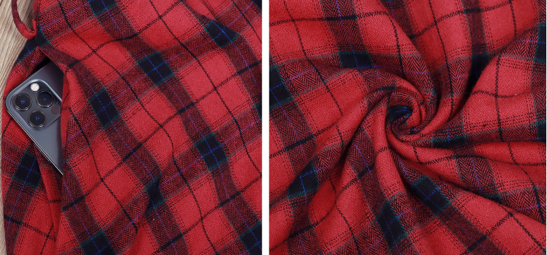 Christmas Series Plaid Long Sleeve Drawstring Dress
