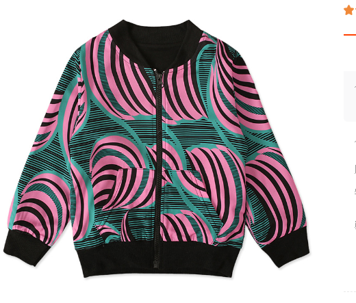 Bohemian Print Zipper Coat for Kids' Clothing