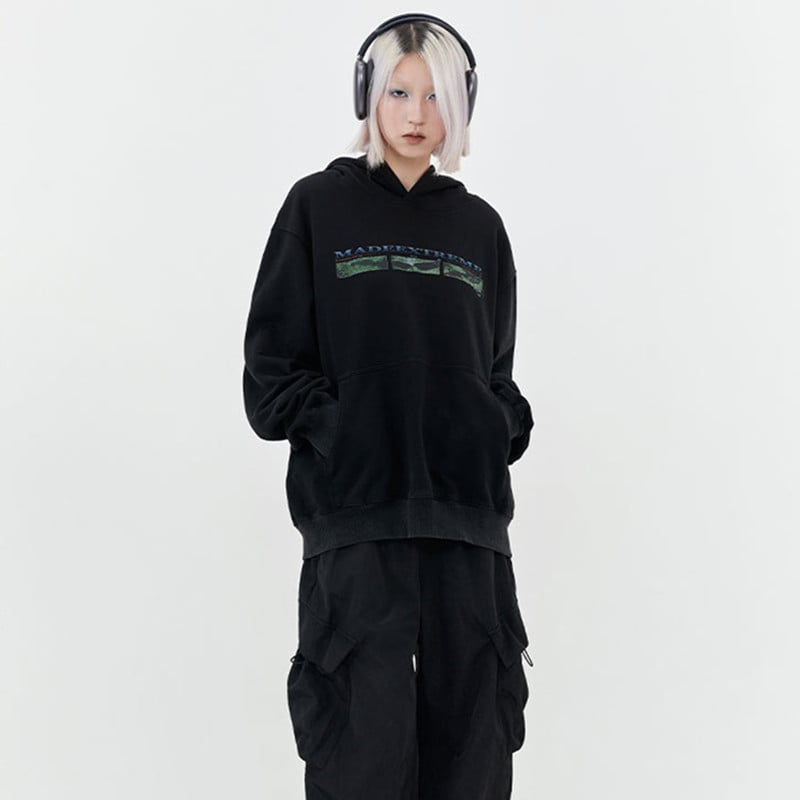 Street Tide Printed Washed Sweater for Men and Women