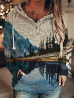 Retro Animal Nature Abstract Print Brown Hoodie | Streetwear
