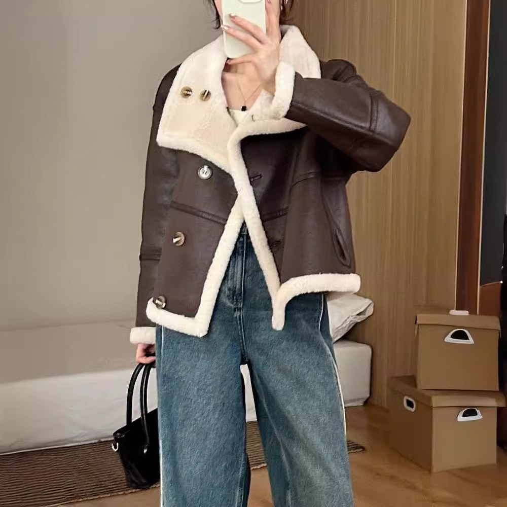 Grain Leather Coat
