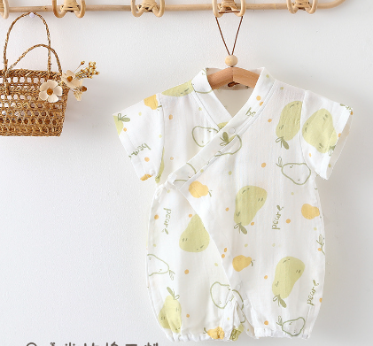 Cotton Gauze Baby Monk Robe Short Sleeve Bodysuit