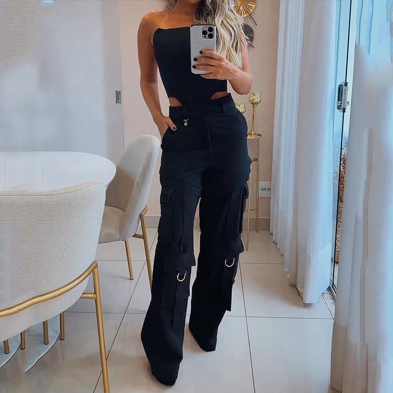 2023 Women's Autumn Fashion Halter Top & Loose Pants Set