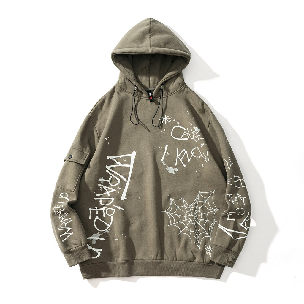 High Street Hip Hop Graffiti Embroidered Hoodie | Streetwear