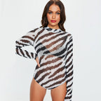 Women's Neon Snakeskin Print Long-Sleeve Bodysuit