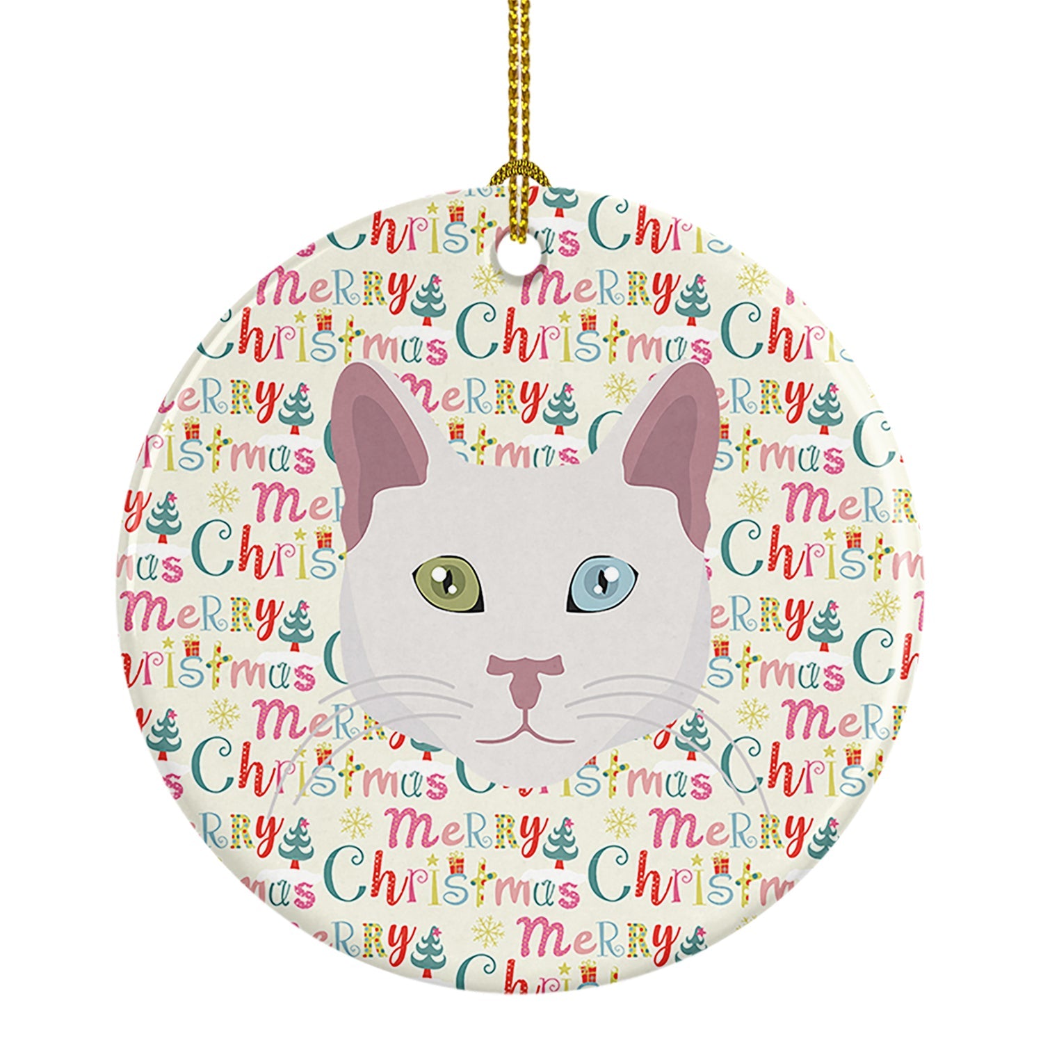 Khao Manee Cat Christmas Ceramic Ornament