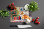 Corgi Cozy Christmas Glass Cutting Board