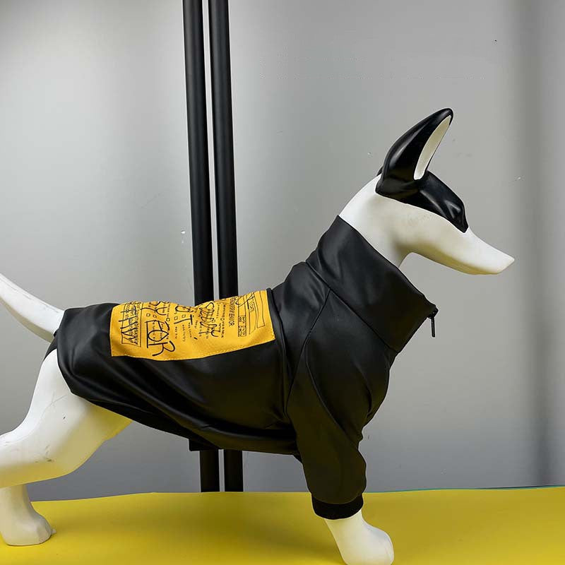 Pet Dog Zipper Jacket in PU Leather