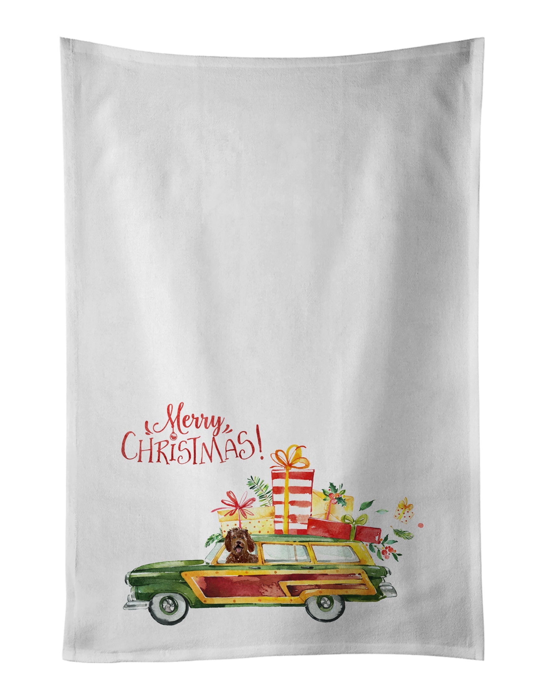 Merry Christmas Labradoodle Kitchen Towel Set of 2