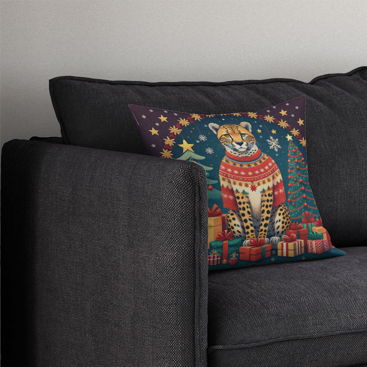 Cheetah Christmas Throw Pillow