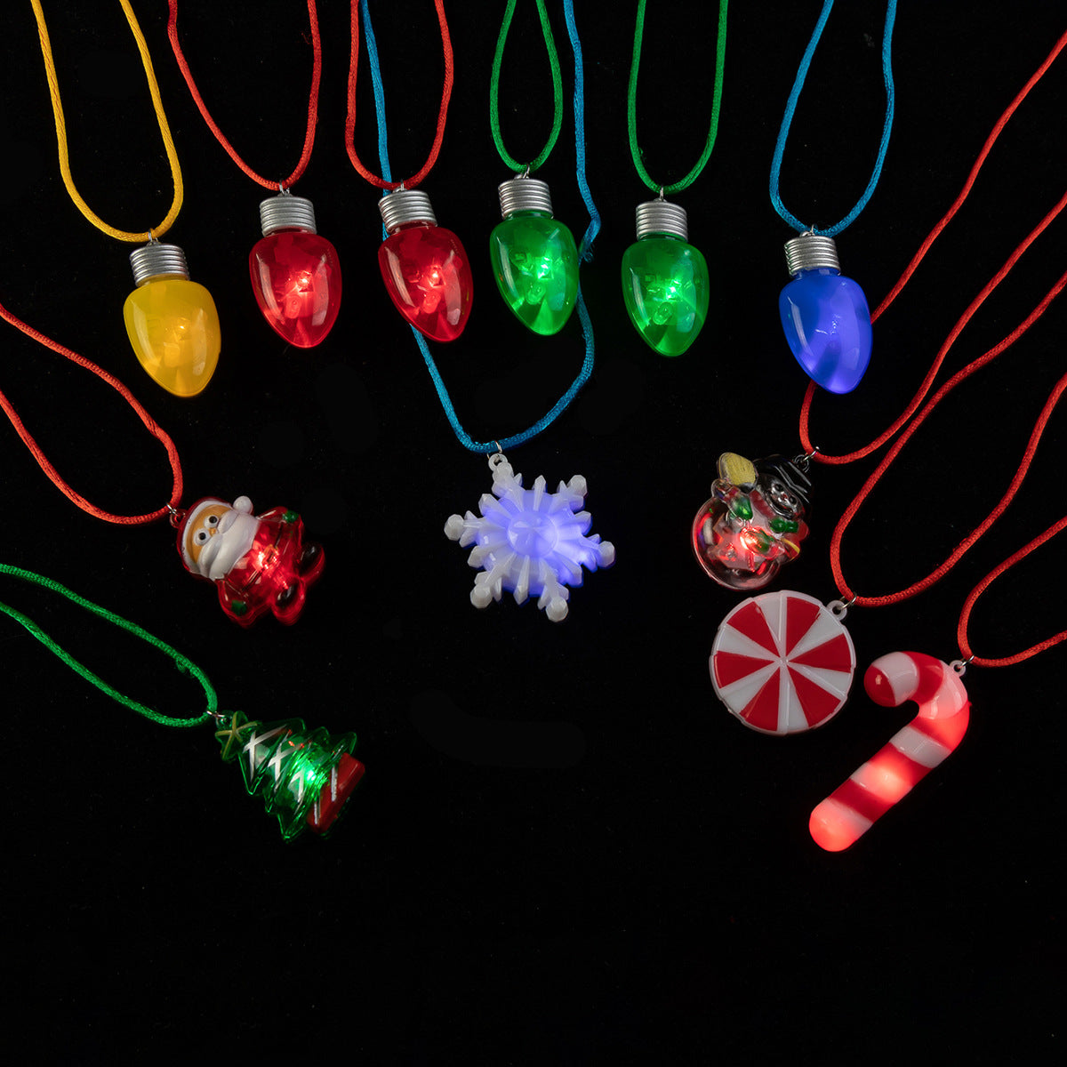 Cool Light Up Necklace with Santa and Christmas Tree