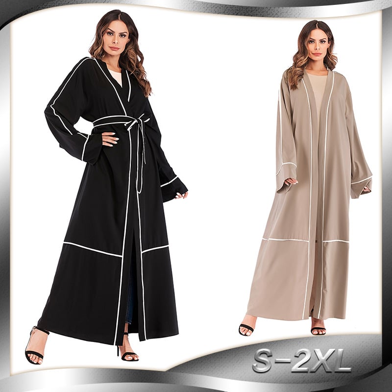 Contrast Striped Cardigan for Muslim Wear