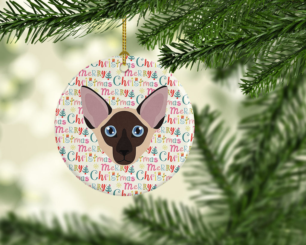 Colorpoint Shorthair Cat Christmas Ceramic Ornament