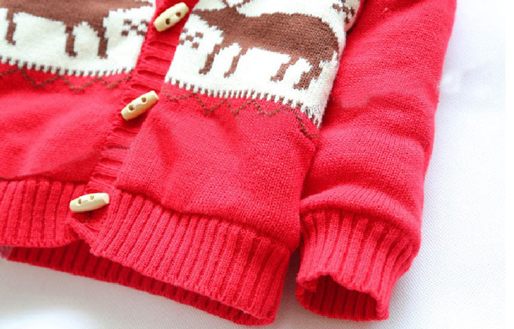 Children's Hooded Christmas Reindeer Fleece Sweater