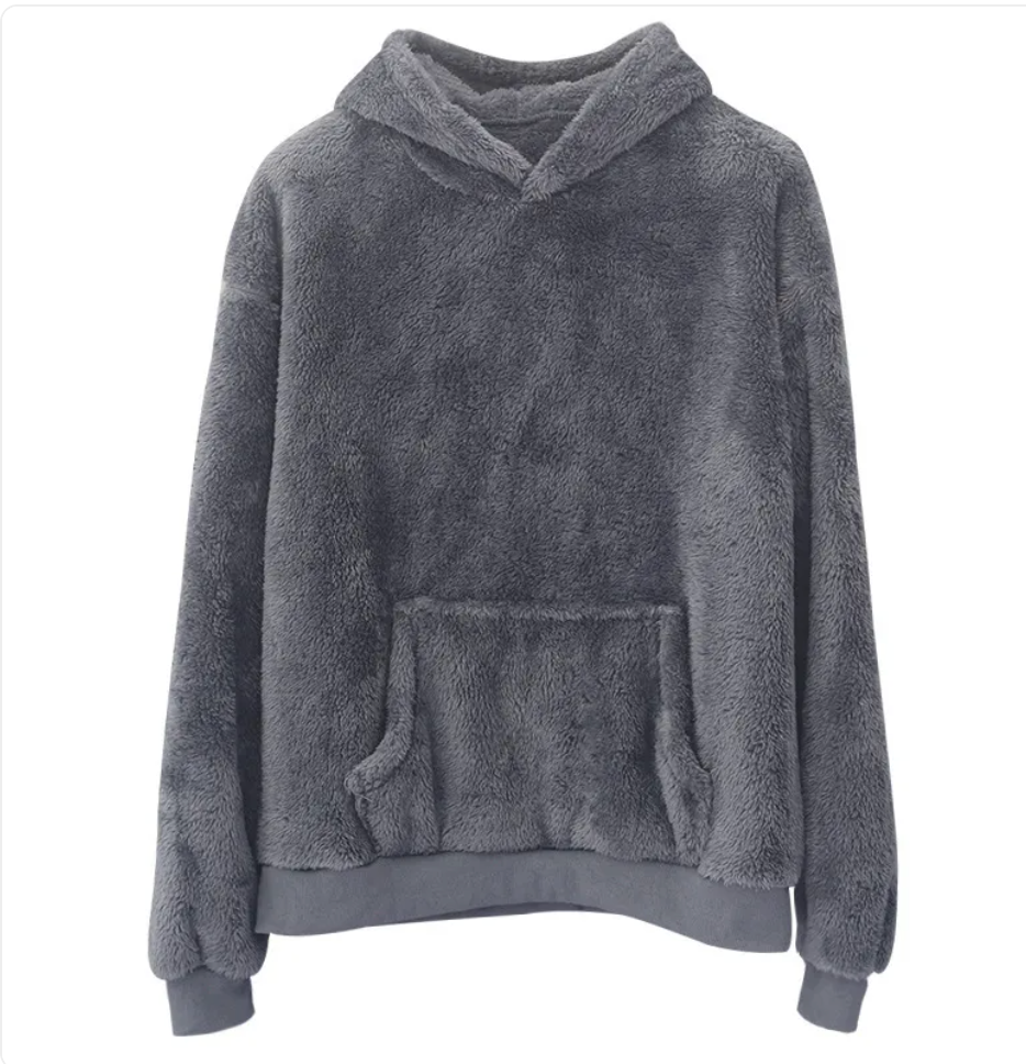 Men's Velvet Hooded Sweatshirt - Plush & Reversible with Pockets | Streetwear