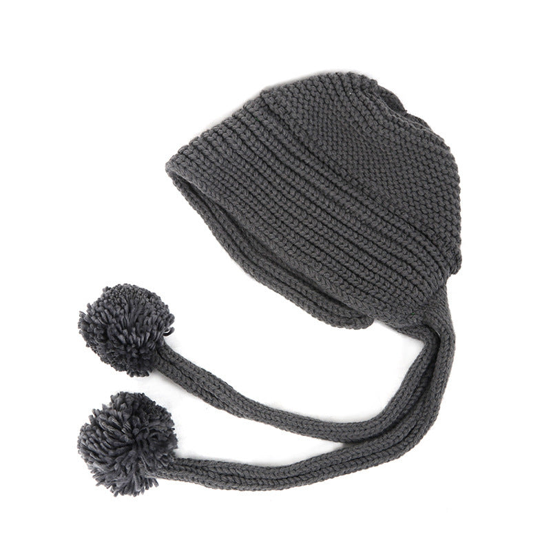 Women's Hand Knitted Long Lace-Up Beanie Hat | Embroidered Cap