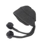 Women's Hand Knitted Long Lace-Up Beanie Hat | Embroidered Cap