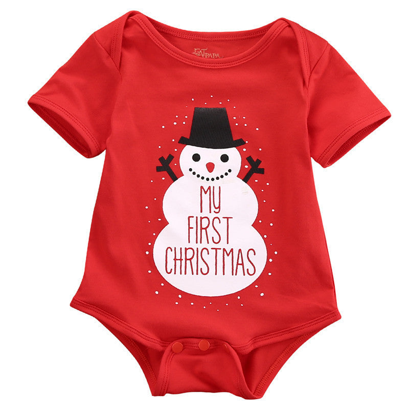 Christmas Baby Onesie with Triangle Design and Snowman
