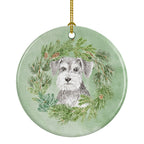 Schnauzer Salt and Pepper Christmas Wreath Ceramic Ornament