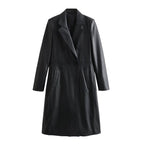 Loose Fashion Casual Imitation Leather Coat for Women