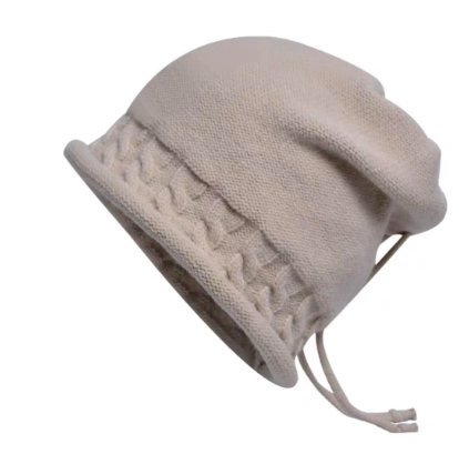 Women's Warm Pullover Hat with Drawstring Design | Streetwear