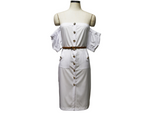 European Style Women's Off-Shoulder Button Dress