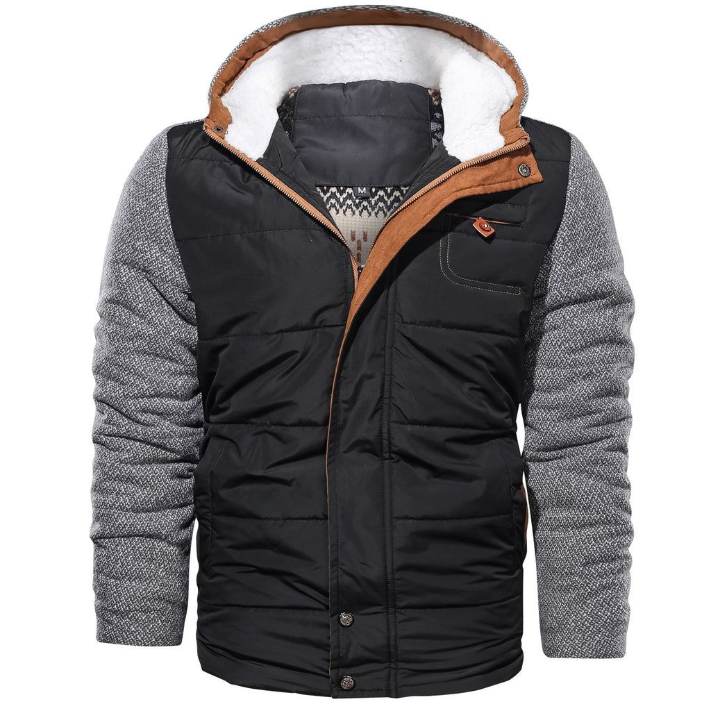 Men's Plus Size Spliced Cotton Jacket (MOQ 200pcs)
