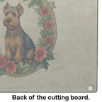 Welsh Terrier Christmas Flowers Glass Cutting Board