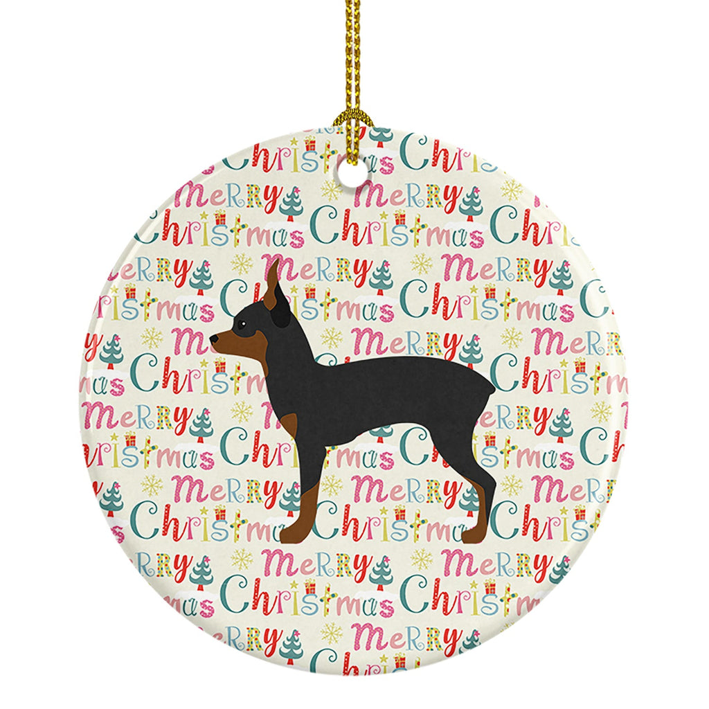 Toy Fox Terrier Merry Christmas Ceramic Ornament